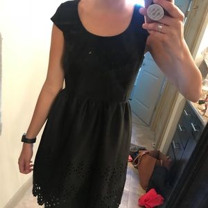 Black formal short sleeve dress w/ cutout details